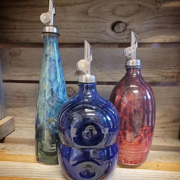 Olive oil bottle / kitchen gift / pottery olive oil bottle / handmade pottery / olive oil dispenser / soap dispenser / Mother's day gift