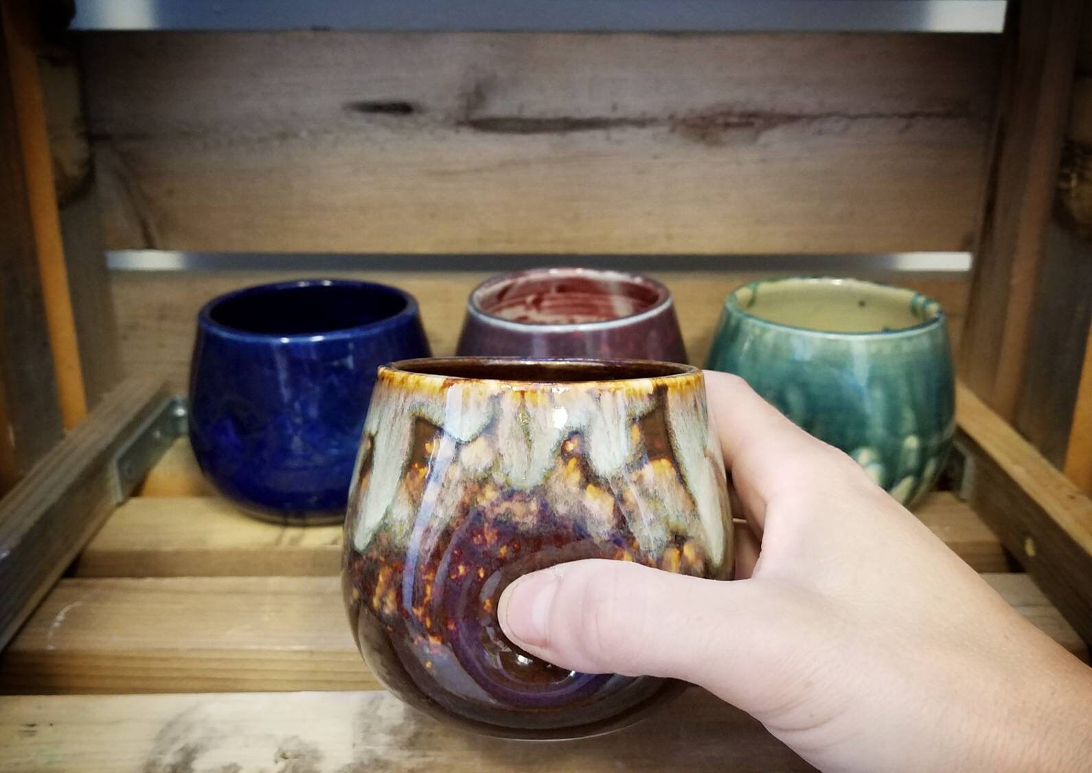 Stemless Wine Glasses / Pottery Wine Glass / Stemless Wine Etsy