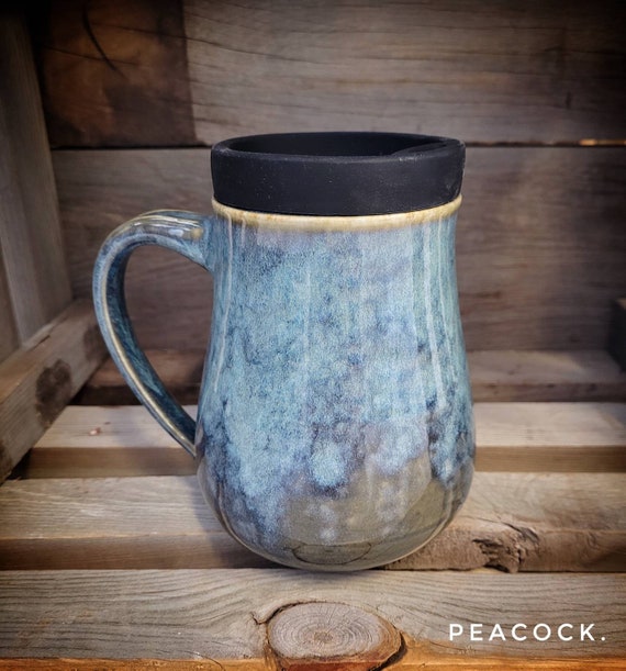 To Go Mug / Handmade to Travel Mug / Ceramic Travel Mug With Lid
