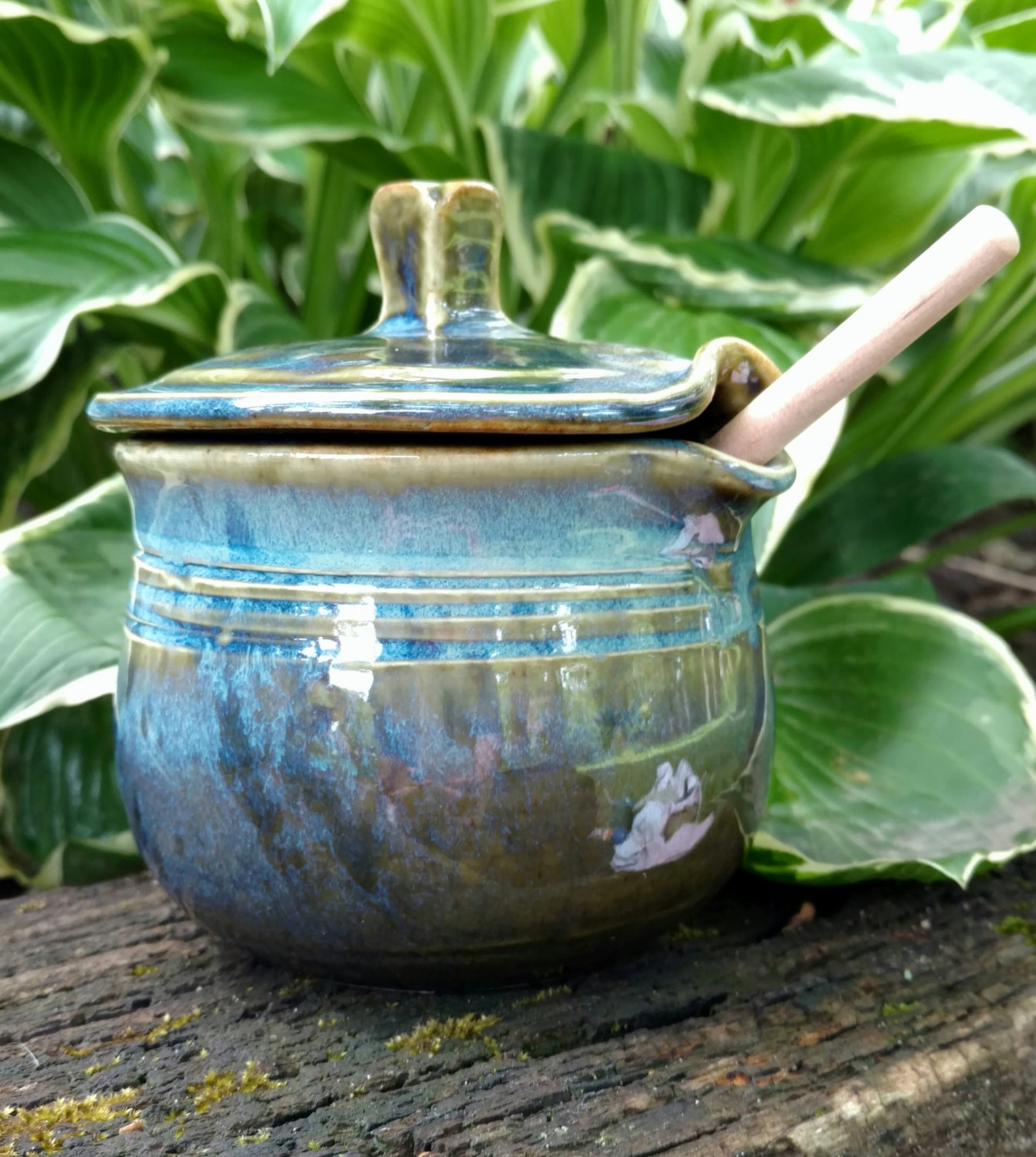 Pottery Honey Pot / Handmade Honey Jar With Wooden Honey Etsy