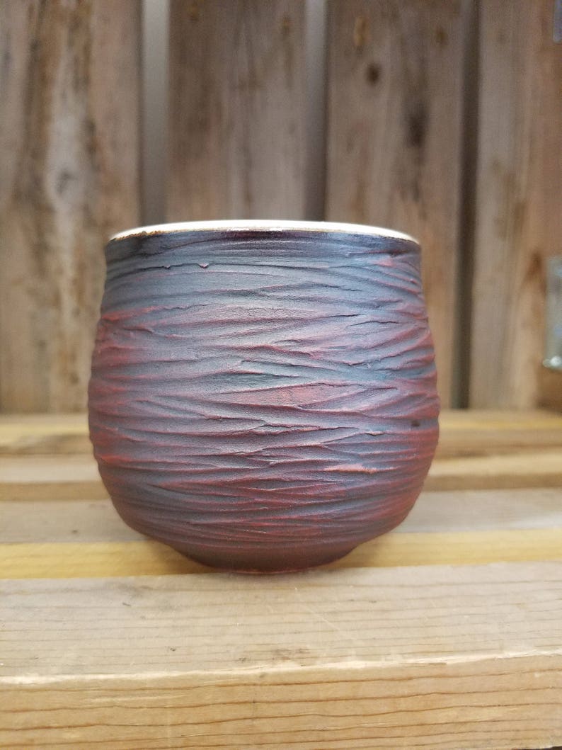 Copper ceramic handleless tea cup / yunomi Japanese tea cup / Etsy