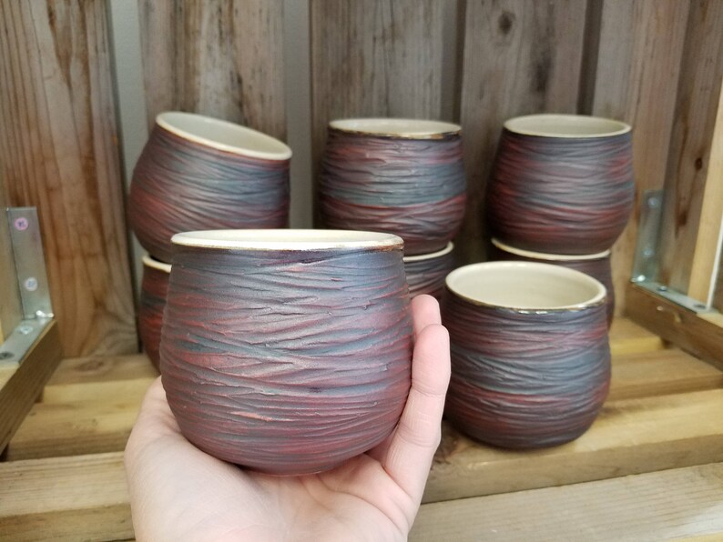 Copper ceramic handleless tea cup / yunomi Japanese tea cup / Etsy