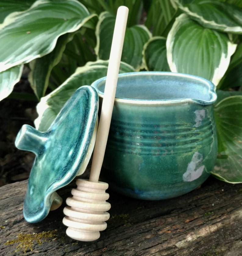 Pottery Honey Pot / Handmade Honey Jar With Wooden Honey Etsy