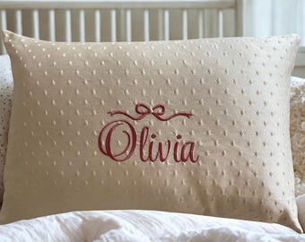 Personalized Baby Name Pillow – Embroidered Nursery Pillow Sham, Custom Lumbar or 18x18 Gift