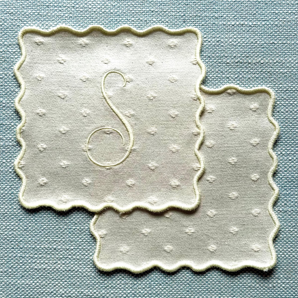 Embroidered Scalloped Cocktail Napkins – Pastel Set of 4 or 6, Cotton Blend - Etsy