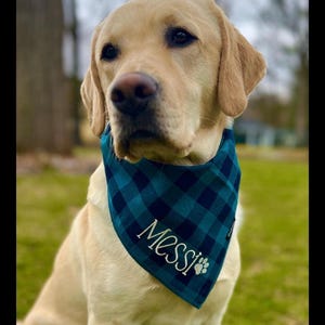 Personalized Plaid Dog Bandanas
