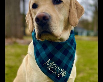 Personalized Plaid Dog Bandanas