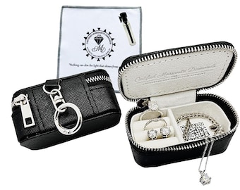 Mini Travel Jewelry Case, Leather Keychain Ring Holder, USA Made