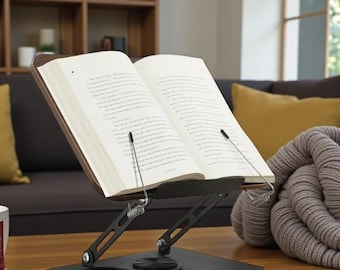 Adjustable Wooden Reading Stand with 360 Rotation