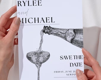 Champagne Pour Save the Date Template