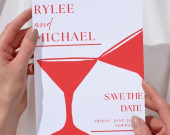 Martini Clink Save the Date Template (e-vite or printable)