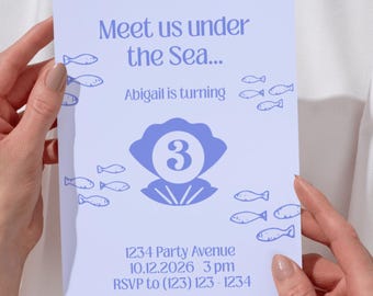 Under the Sea Birthday Invitation Template: Mermaid Party (5x7in, Editable Age) (Digital Download)