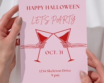 Skeleton Cheers Halloween Invitation Template (e-vite or printable)