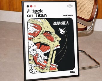 Attack on Titan Poster - Minimalist Colossal Titan Wall Art - Retro Anime Print - Shingeki no Kyojin Decor - Modern Manga Art Gift for Him
