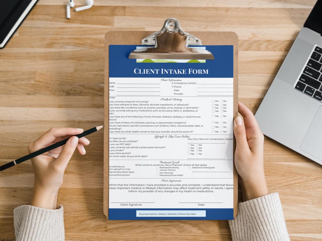 Esthetician Client Intake Form | Editable Canva Template + Fillable PDF ...