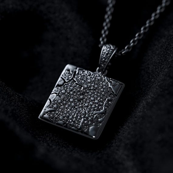 Black Ruthenium Necklace: Sterling Silver Pendant With Black