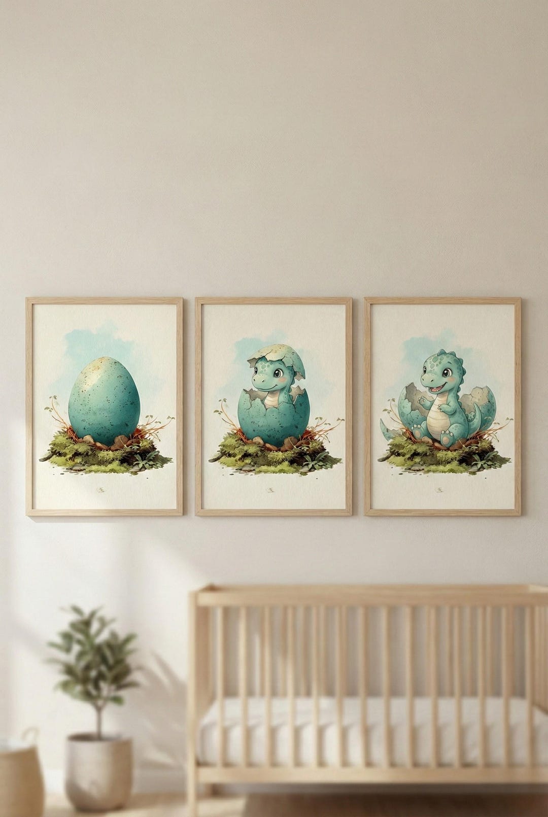 Dinosaur Nursery Wall Art Set of 3 Printable, Baby Dino Nursery Decor ...