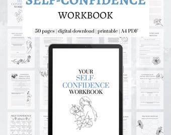 Self Confidence Workbook - Confidence Boost and Mindset Coaching, Overcome Negative Self Talk, Stop People Pleasing, Printable, PDF