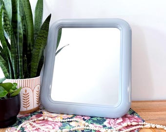 Vintage Interdesign Grey Plastic  Mirror | Postmodern Space Age Wall Decor | Minimalist Retro Mirror | Made in USA | 1980s Decor
