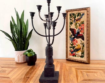 Vintage XL Brutalist Gothic Candelabra | Dark Academia Decor | Mystic Mansion Wrought Iron Centerpiece