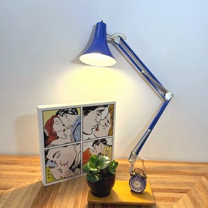 Vintage Blue King-Lite Architect Desk Lamp | Industrial Mid Century Modern Task Light | Retro Adjustable Drafting Lamp | 1970s Office Deco