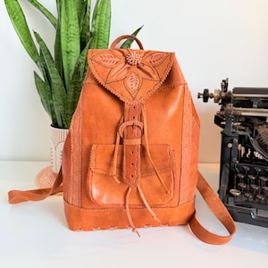 90s Leather Backpack - Etsy Canada