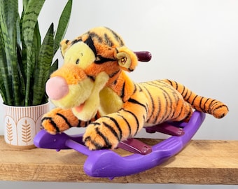 Vintage Musical Tigger Rocker | Disney Winnie the Pooh Plush Ride-On Toy | 90s Y2K Toddler Rocking Horse | Nursery Room Decor
