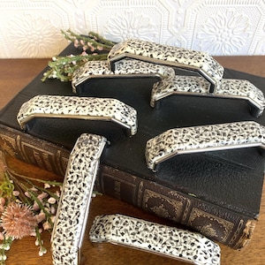 Vintage Memphis Style Drawer Pulls | 80s Postmodern Hardware | Set of 8 Black and White Cabinet Handles | Retro Furniture Decor