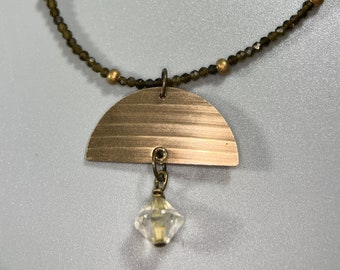 Tiny Crystals Necklace with Cymbals and Citrine Charm