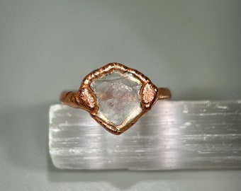 Watermelon Tourmaline Slice Crystal Ring Size 5