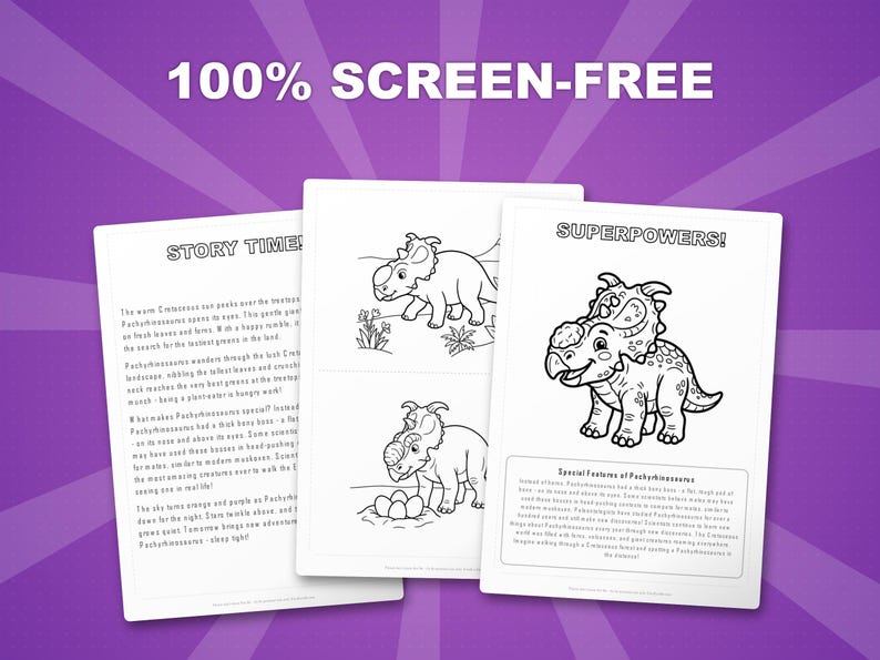 Pachyrhinosaurus Dinosaur Activity Bundle | Printable Coloring Pages, Worksheets & Facts for Kids | Preschool Homeschool | Instant PDF image 3