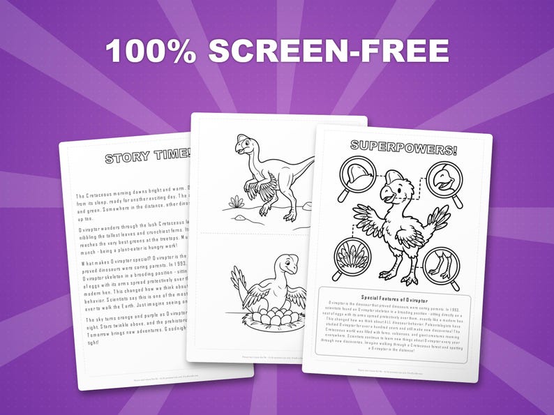 Oviraptor Dinosaur Activity Bundle | Coloring Pages, Worksheets, Facts (PDF Download) image 3