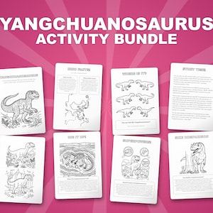 Paquete de actividades sobre el dinosaurio Yangchuanosaurus / Páginas para colorear, hojas de trabajo, datos interesantes (descarga en PDF) imagen 1