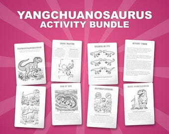 ヤンチュアノサウルス恐竜アクティビティセット｜ぬりえ、ワークシート、豆知識（PDFダウンロード）
