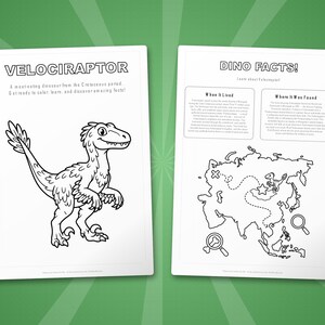 Velociraptor Dinosaur Activity Bundle | Coloring Pages, Worksheets, Facts (PDF Download) image 5