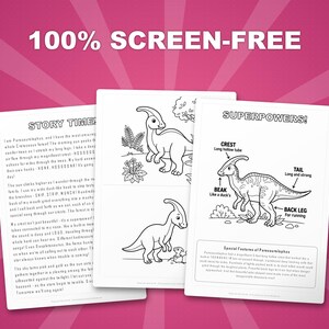 Activiteitenbundel dinosaurus Parasaurolophus | Kleurplaten, werkbladen, feiten (pdf-download) afbeelding 3