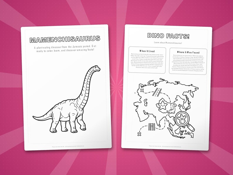 マメンチサウルス恐竜アクティビティセット｜ぬりえ、ワークシート、豆知識（PDF） 画像 5