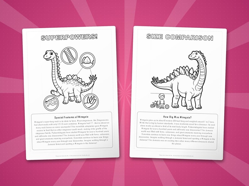 Miragaia Dinosaur Activity Bundle | Printable Coloring Pages, Worksheets & Facts for Kids | Preschool Homeschool | Screen-Free | Instant PDF image 8