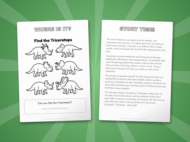 Triceratops Dinosaur Activity Bundle | Coloring Pages, Worksheets, Facts (PDF Download) image 6