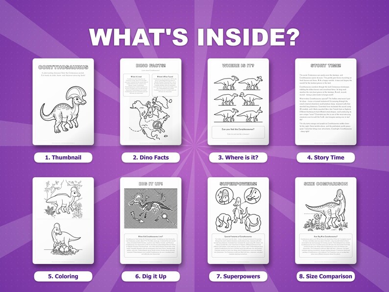 Corythosaurus Dinosaur Activity Bundle | Coloring Pages, Worksheets, Facts (PDF Download) image 2