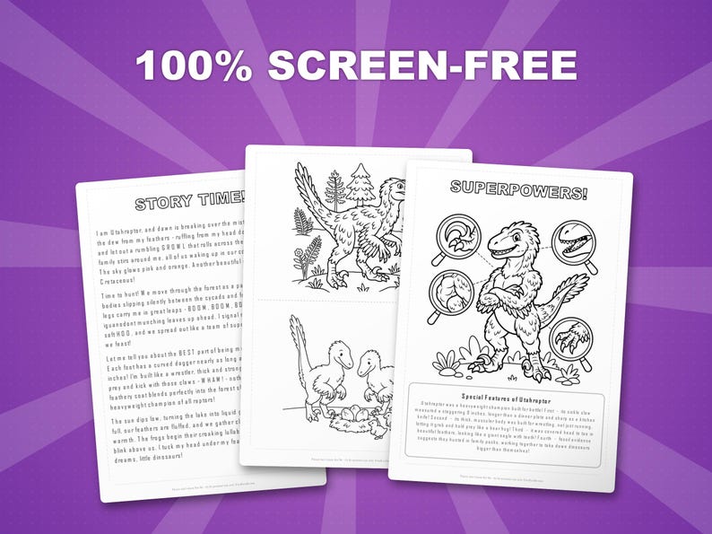 Utahraptor Dinosaur Activity Bundle | Coloring Pages, Worksheets, Facts (PDF Download) image 3
