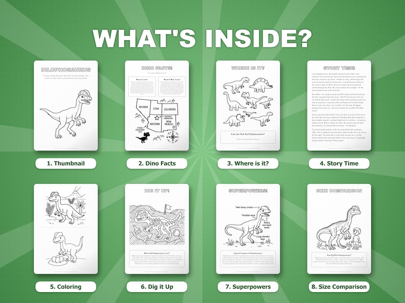 Dilophosaurus Dinosaur Activity Bundle | Coloring Pages, Worksheets, Facts (PDF) image 2