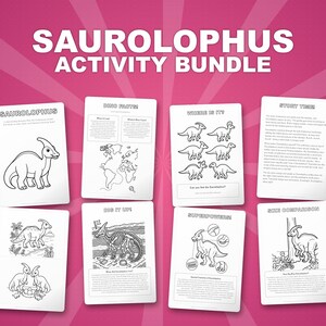 Saurolophus Dinosaur Activity Pack | Coloring Pages, Worksheets, Facts (Instant PDF) image 1