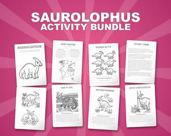 サウロロフス恐竜アクティビティパック｜ぬりえ、ワークシート、豆知識（PDF版）