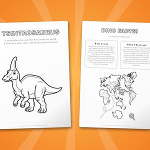 Tsintaosaurus Dinosaur Activity Bundle | Coloring Pages, Worksheets, Facts (PDF) image 5