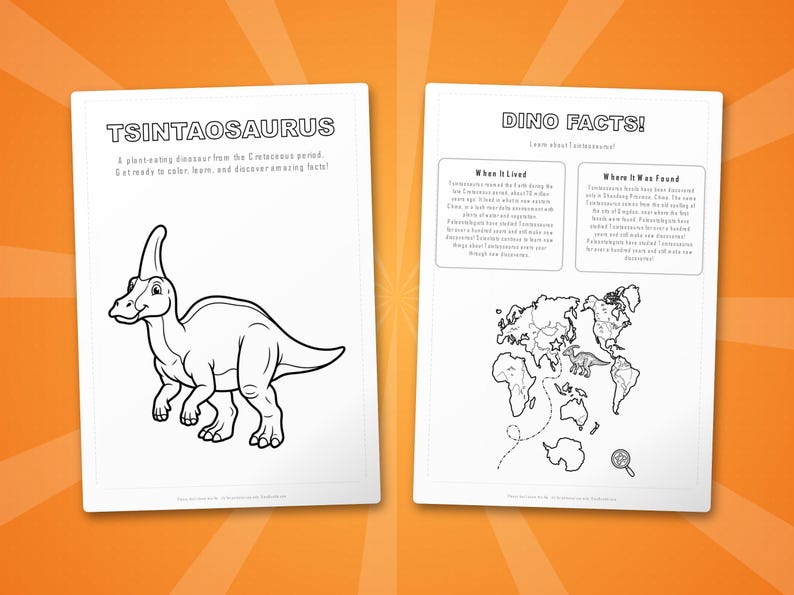 Tsintaosaurus Dinosaur Activity Bundle | Coloring Pages, Worksheets, Facts (PDF) image 5