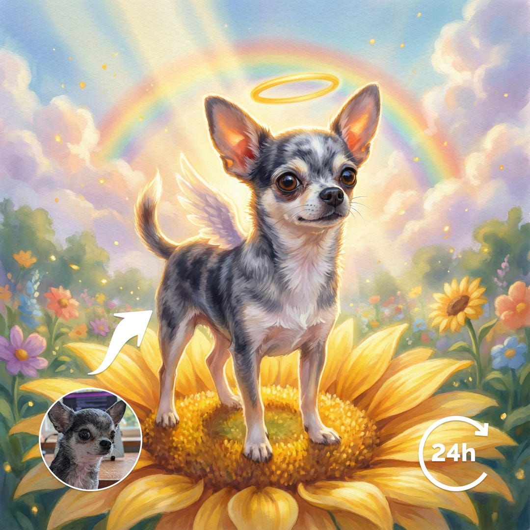 Custom Dog Memorial Portrait | Pet Loss Gift | Rainbow Bridge Art From ...