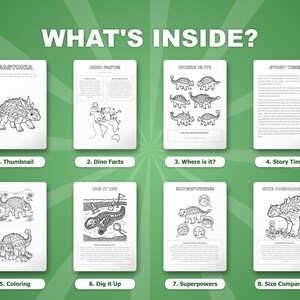 Gastonia Dinosaur Activity Bundle | Coloring Pages, Worksheets, Facts (PDF Download) image 2