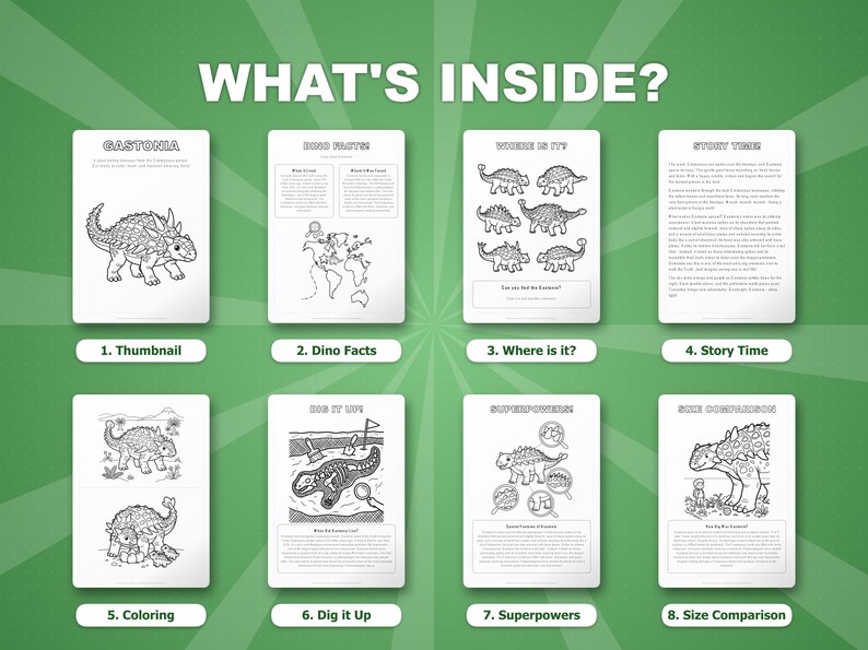 Gastonia Dinosaur Activity Bundle | Coloring Pages, Worksheets, Facts (PDF Download) image 2