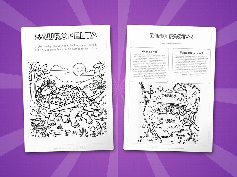 Sauropelta Dinosaur Activity Bundle | Coloring Pages, Worksheets, Facts (PDF Download) image 5